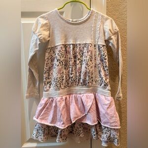 naartjie Cream & Pink Floral Tiered Long Sleeve Dress